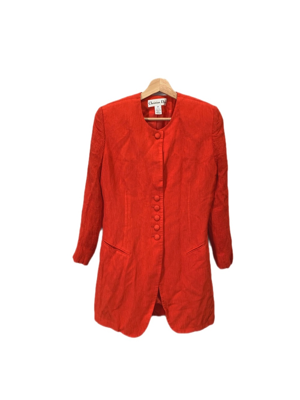 Vintage Christian Dior orange/red blazer, size 12 made in the USA.